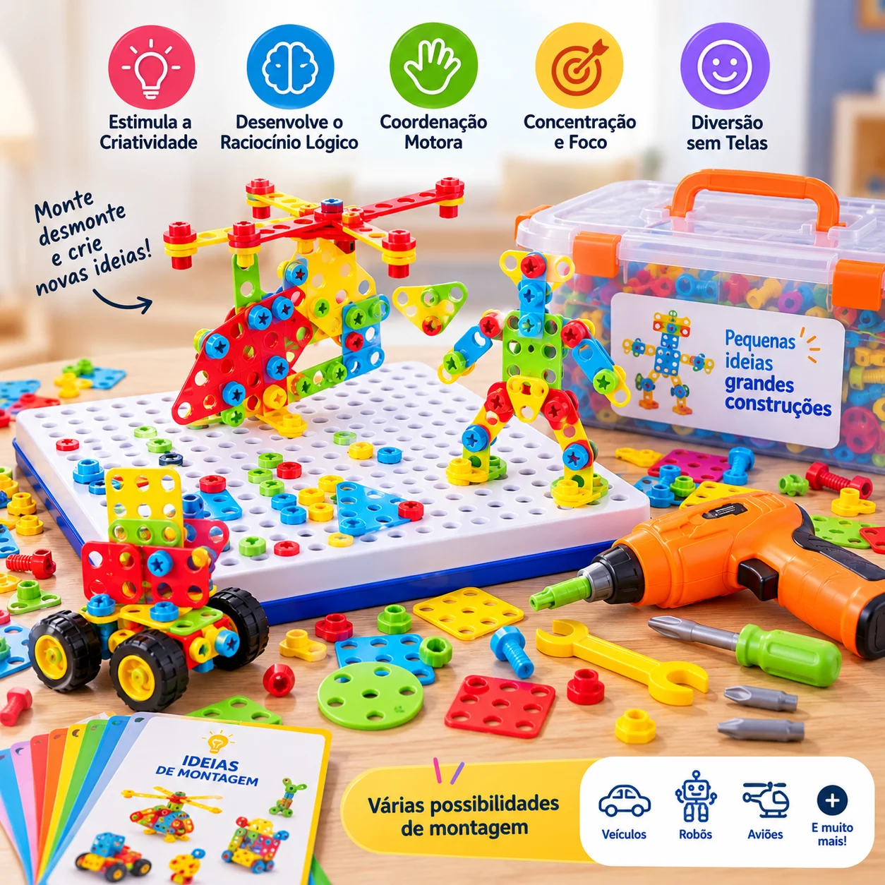 BuildFun™ – Oficina Criativa | Kit de Construção com Furadeira + Peças — imagem 3