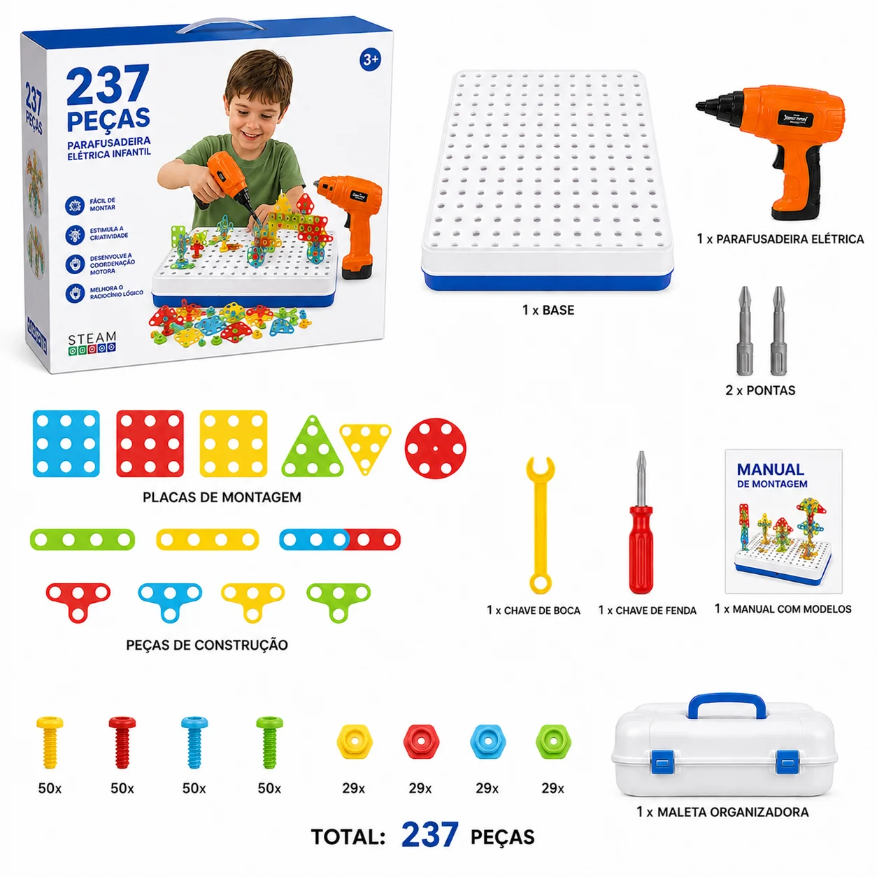 BuildFun™ – Oficina Criativa | Kit de Construção com Furadeira + Peças — imagem 5