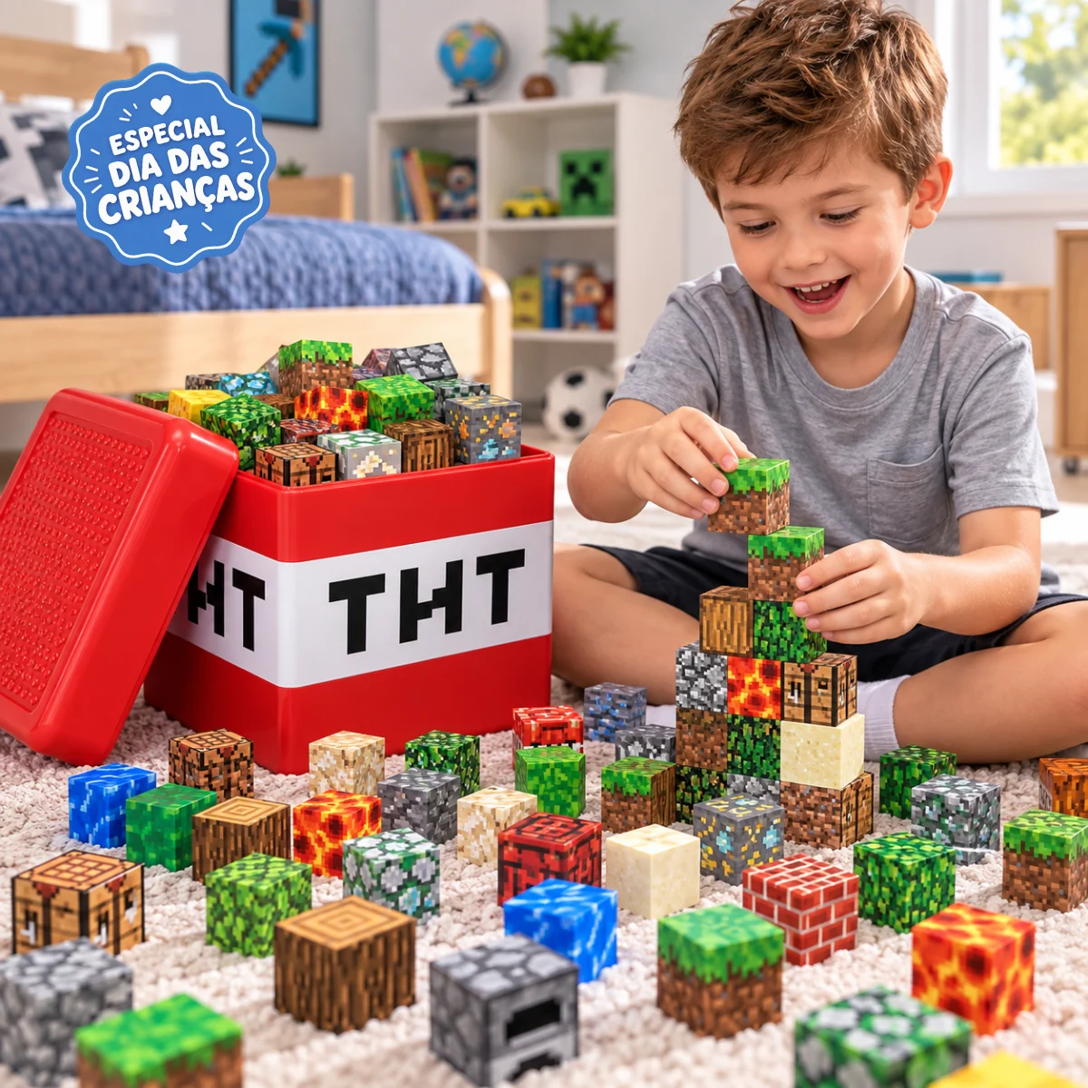 BlockCraft™ – Blocos Magnéticos de Construção | Kit Completo 260 Peças + Caixa TNT