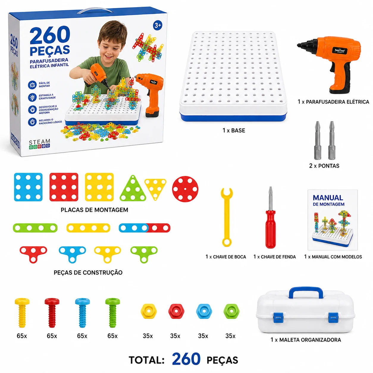 BuildFun™ – Oficina Criativa | Kit de Construção com Furadeira + Peças — imagem 6