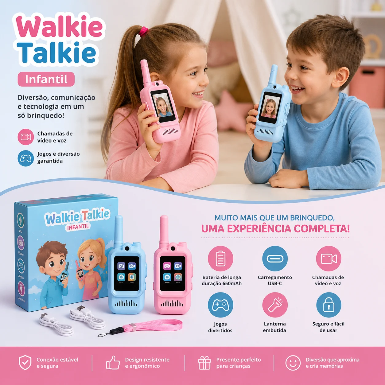 Walkie Talkie Infantil - Comunicação e Diversão — imagem 2