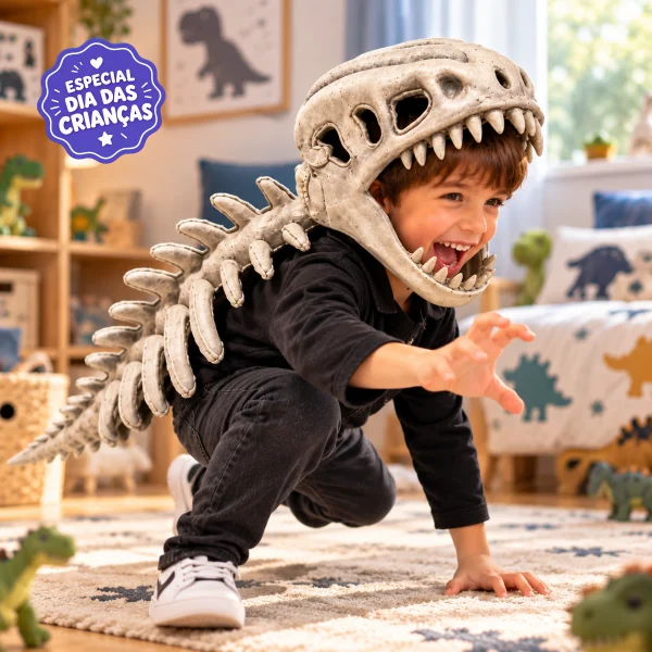 MegaRex™ – Fantasia de Dinossauro | Cabeça 3D + Espinha com Cauda